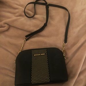 Michael Kors Black Handbag with Gold Embellishment